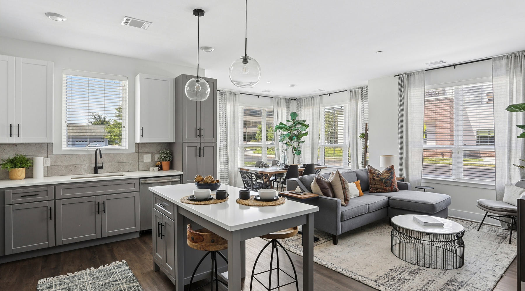 kitchen island with pendant lighting