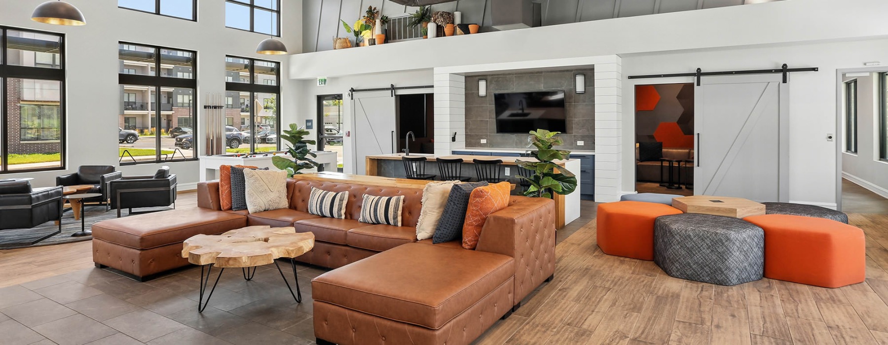 spacious clubhouse with kitchen