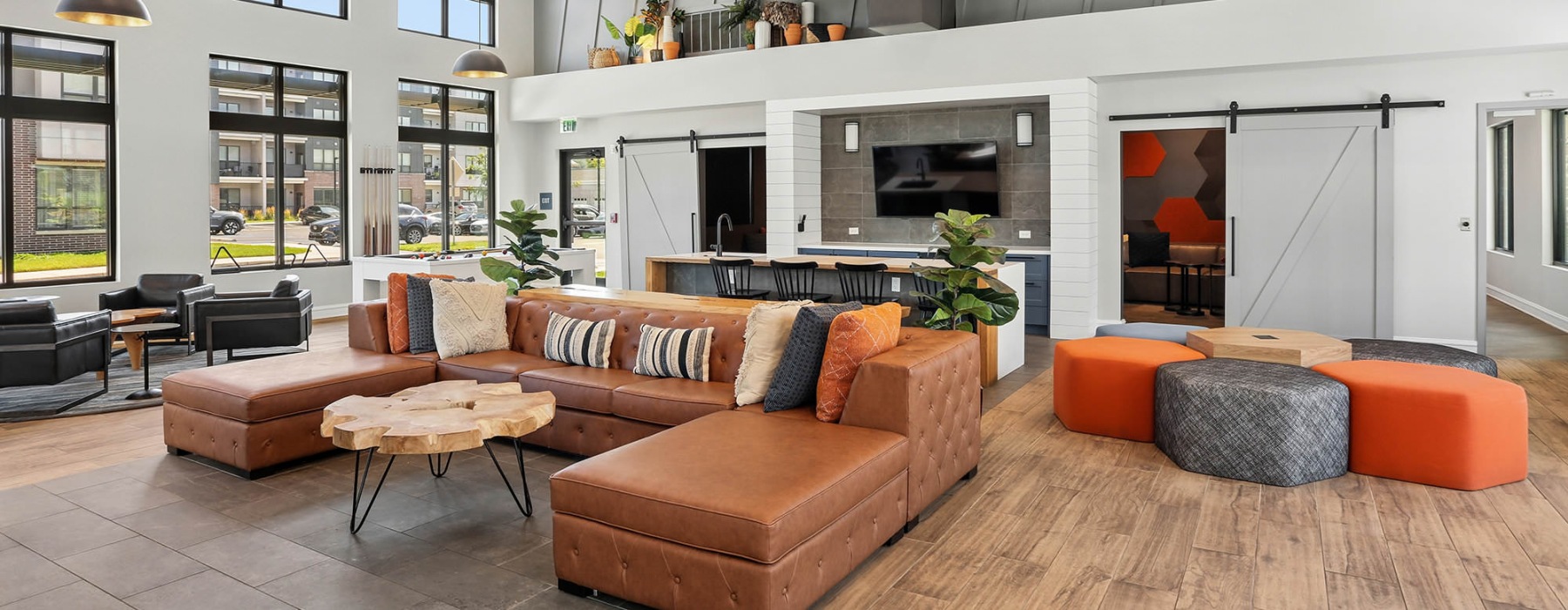 spacious clubhouse with kitchen