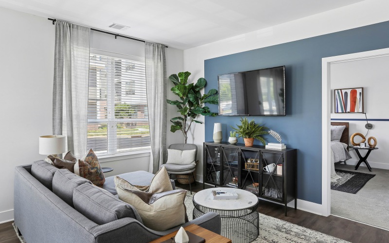 large windows brighten living room