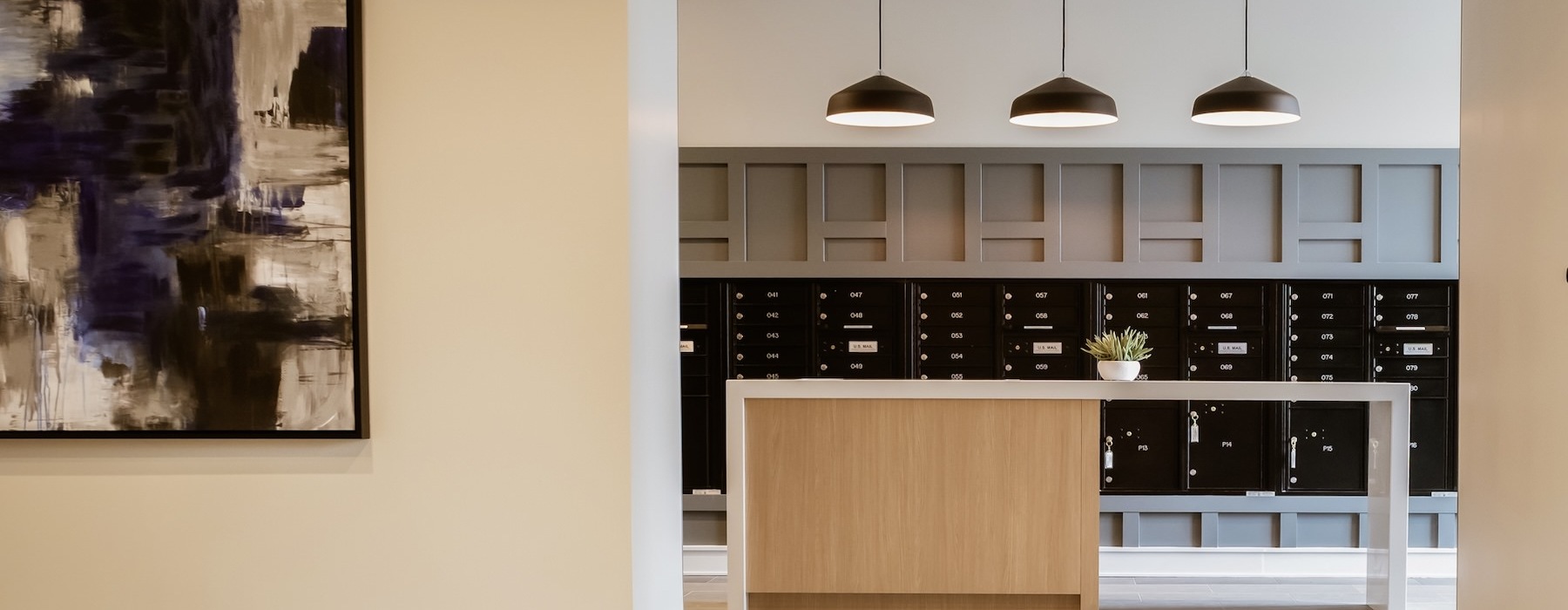 a mail center with lights