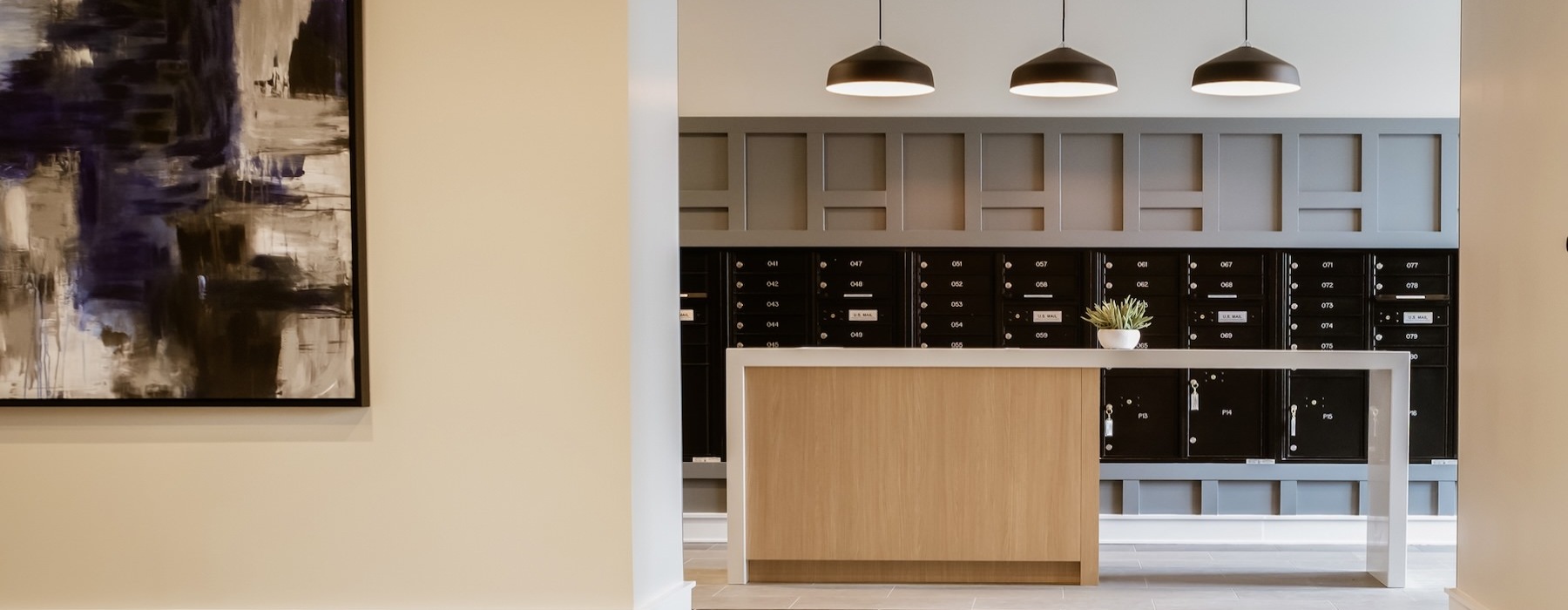 a mail center with lights